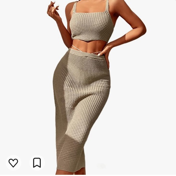 Amazon Knitted Coverup Set. Size- Large. Color- Khaki. - Picture 2 of 9